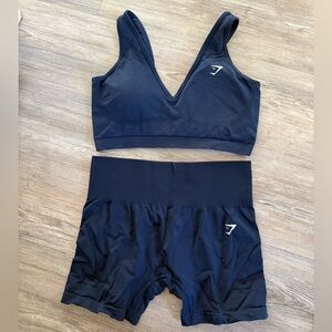 Gymshark Navy Blue Sports Bra and Shorts Set